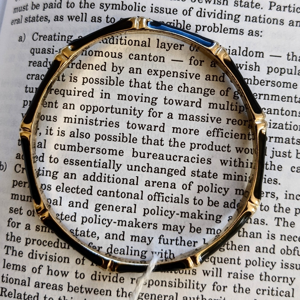 Black And Gold Women's Slide- On  Hand Bangle Bracelet
